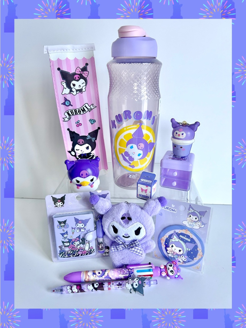💜(KUR344) Kuromi Adorable 11-Piece Water Bottle Fun Bundle!